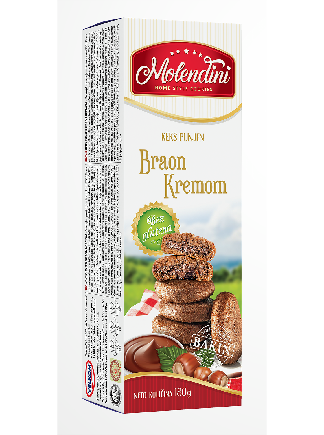 MOLENDINI KEKS BEZ GLUTENA KREM LEŠNIK 180G