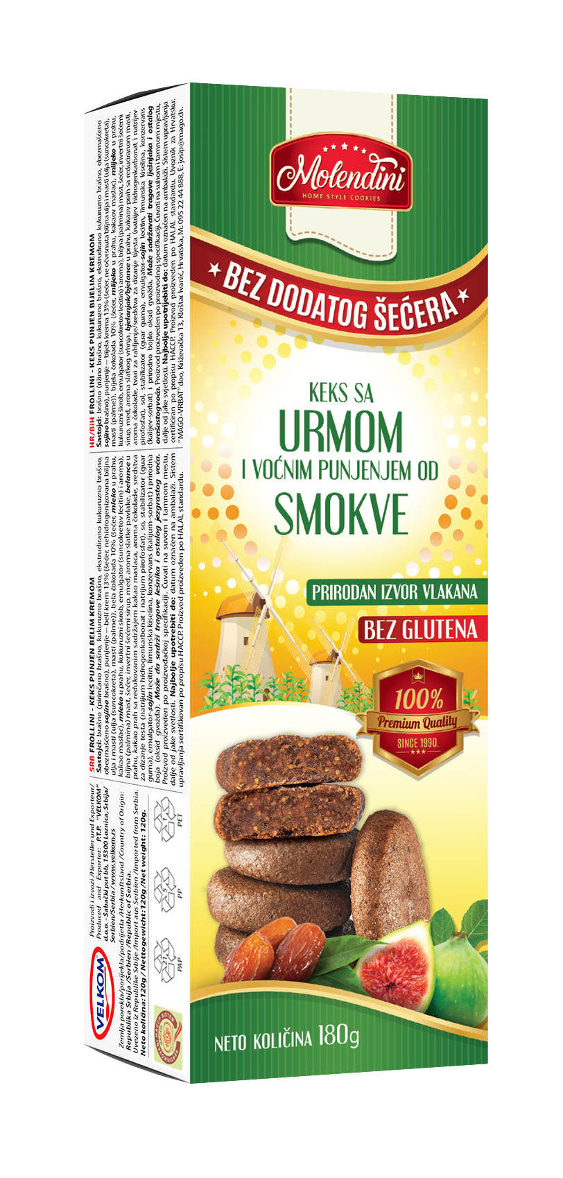 MOLENDINI KEKS BEZ GLUTENA URMA - SMOKVA 180G